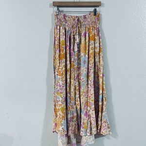 Naadam Multicolored Floral Merino Silk Midi Skirt Women's Size Large